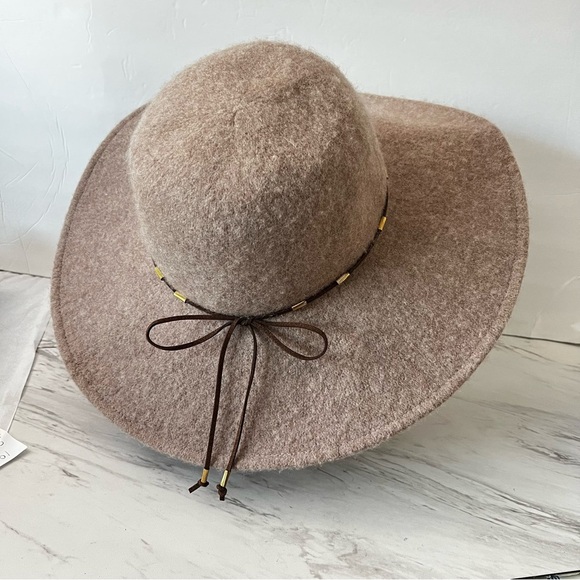 Something Special Floppy Wide Brim Wool Hat Brown Tan - Picture 2 of 9